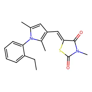 (5E)-5-[[1-(2-ethylphenyl)-2,5-dimethylpyrrol-3-yl]methylidene]-3-methyl-1,3-thiazolidine-2,4-dione structure