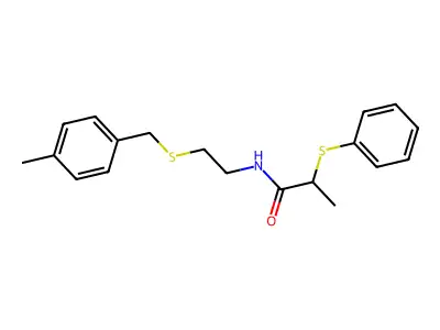 N-[2-[(4-methylphenyl)methylsulfanyl]ethyl]-2-phenylsulfanylpropanamide structure
