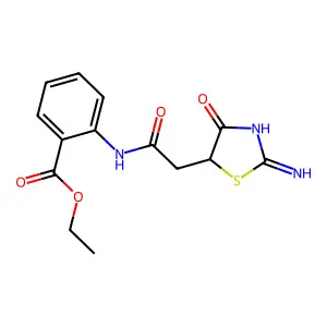 Ethyl 2-(2-(2-imino-4-oxothiazolidin-5-yl)acetamido)benzoate structure