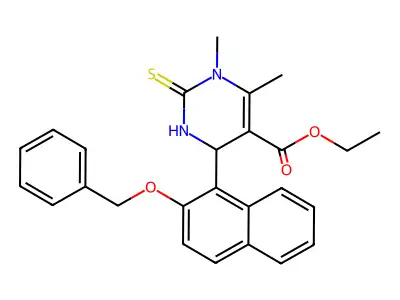 ethyl 4-[2-(benzyloxy)naphthalen-1-yl]-1,6-dimethyl-2-sulfanylidene-1,2,3,4-tetrahydropyrimidine-5-carboxylate structure