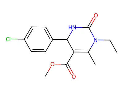 methyl 4-(4-chlorophenyl)-1-ethyl-6-methyl-2-oxo-1,2,3,4-tetrahydropyrimidine-5-carboxylate structure
