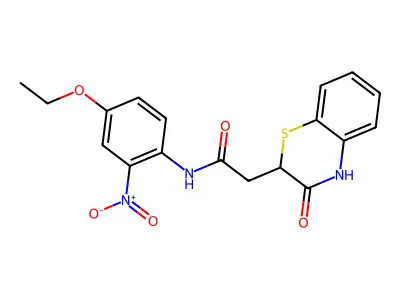 N-(4-ethoxy-2-nitrophenyl)-2-(3-oxo-3,4-dihydro-2H-1,4-benzothiazin-2-yl)acetamide structure