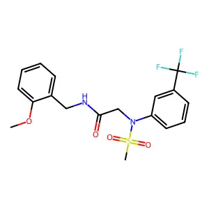 N-[(2-methoxyphenyl)methyl]-2-[N-methylsulfonyl-3-(trifluoromethyl)anilino]acetamide structure