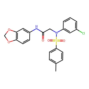 N-(1,3-benzodioxol-5-yl)-2-(3-chloro-N-(4-methylphenyl)sulfonylanilino)acetamide structure