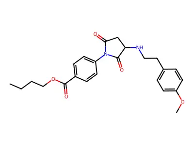 Butyl 4-(3-{[2-(4-methoxyphenyl)ethyl]amino}-2,5-dioxopyrrolidin-1-yl)benzoate structure