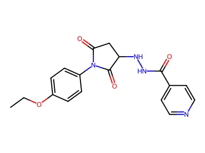 N'-[1-(4-ethoxyphenyl)-2,5-dioxopyrrolidin-3-yl]pyridine-4-carbohydrazide structure