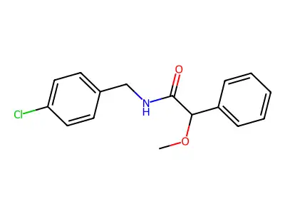N-(4-chlorobenzyl)-2-methoxy-2-phenylacetamide structure