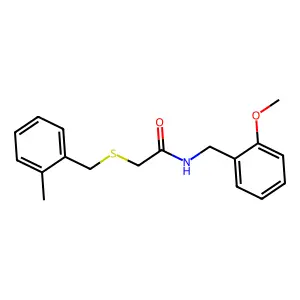 N-(2-methoxybenzyl)-2-[(2-methylbenzyl)sulfanyl]acetamide structure