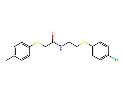 N-[2-(4-chlorophenyl)sulfanylethyl]-2-(4-methylphenyl)sulfanylacetamide structure