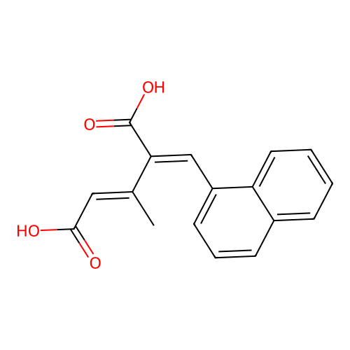 (2E,4E)-3-methyl-4-(naphthalen-1-ylmethylidene)pent-2-enedioic acid structure