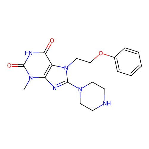 3-Methyl-7-(2-phenoxy-ethyl)-8-piperazin-1-yl-3,7-dihydro-purine-2,6-dione structure