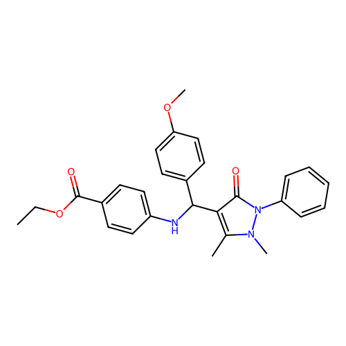 ethyl 4-[[(1,5-dimethyl-3-oxo-2-phenylpyrazol-4-yl)-(4-methoxyphenyl)methyl]amino]benzoate structure