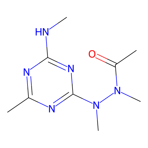 N,N'-dimethyl-N'-[4-methyl-6-(methylamino)-1,3,5-triazin-2-yl]acetohydrazide structure