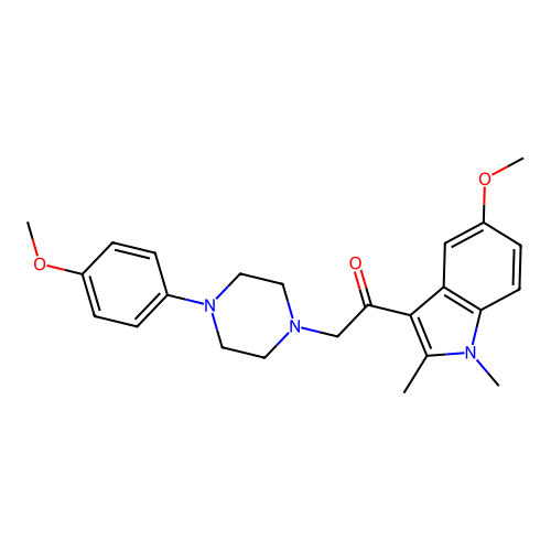 1-(5-methoxy-1,2-dimethyl-1H-indol-3-yl)-2-(4-(4-methoxyphenyl)piperazin-1-yl)ethanone structure