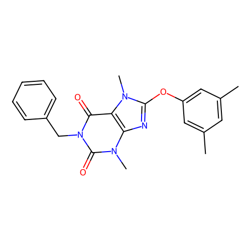 1-Benzyl-8-(3,5-dimethylphenoxy)-3,7-dimethylpurine-2,6-dione structure
