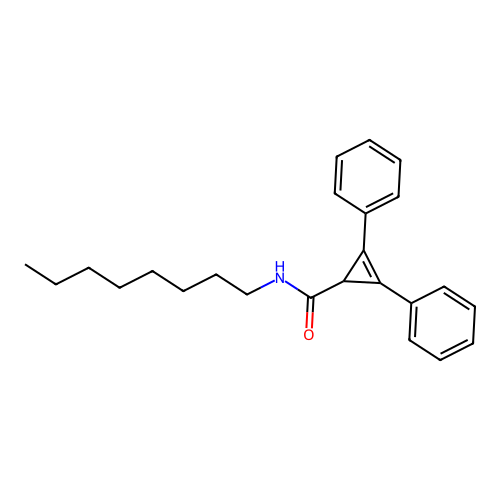 N-octyl-2,3-diphenylcycloprop-2-ene-1-carboxamide structure
