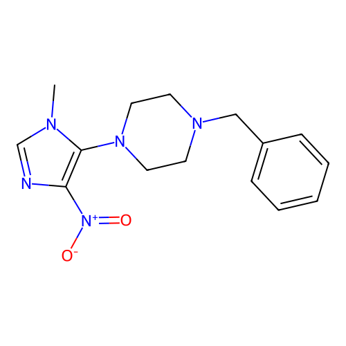 1-benzyl-4-(1-methyl-4-nitro-1H-imidazol-5-yl)piperazine structure