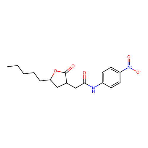 N-(4-nitrophenyl)-2-(2-oxo-5-pentyloxolan-3-yl)acetamide structure