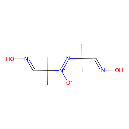 (Z)-1,2-bis((E)-1-(hydroxyimino)-2-methylpropan-2-yl)diazene oxide structure