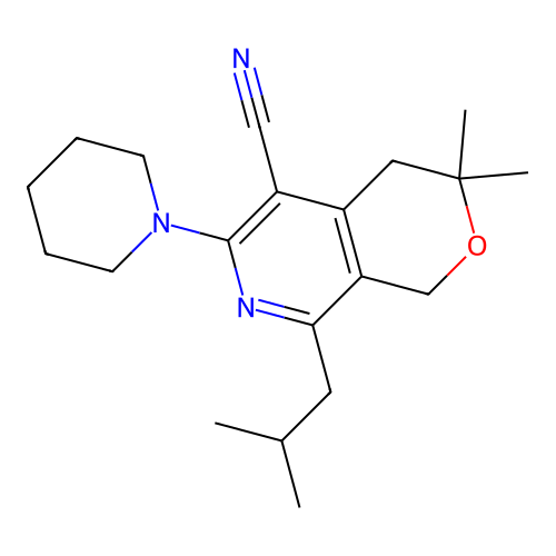 3,3-DIMETHYL-8-(2-METHYLPROPYL)-6-(PIPERIDIN-1-YL)-1H,3H,4H-PYRANO[3,4-C]PYRIDINE-5-CARBONITRILE structure