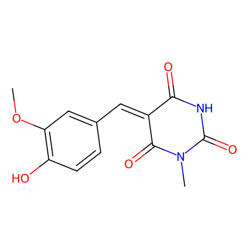 (5Z)-5-(4-hydroxy-3-methoxybenzylidene)-1-methylpyrimidine-2,4,6(1H,3H,5H)-trione structure