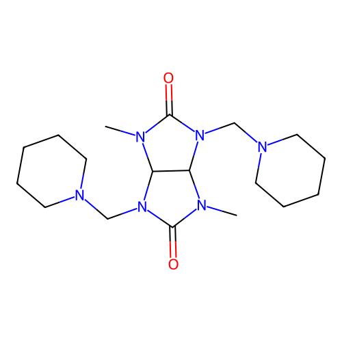 1,4-dimethyl-3,6-bis(piperidin-1-ylmethyl)tetrahydroimidazo[4,5-d]imidazole-2,5(1H,3H)-dione structure