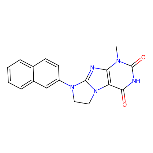 1-methyl-8-(naphthalen-2-yl)-7,8-dihydro-1H-imidazo[2,1-f]purine-2,4(3H,6H)-dione structure