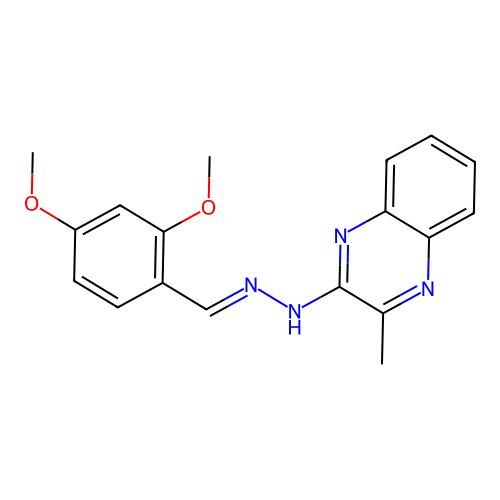 2-[(2E)-2-(2,4-dimethoxybenzylidene)hydrazinyl]-3-methylquinoxaline structure