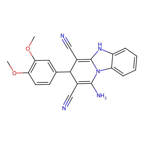 1-amino-3-(3,4-dimethoxyphenyl)-3,5-dihydropyrido[1,2-a]benzimidazole-2,4-dicarbonitrile structure