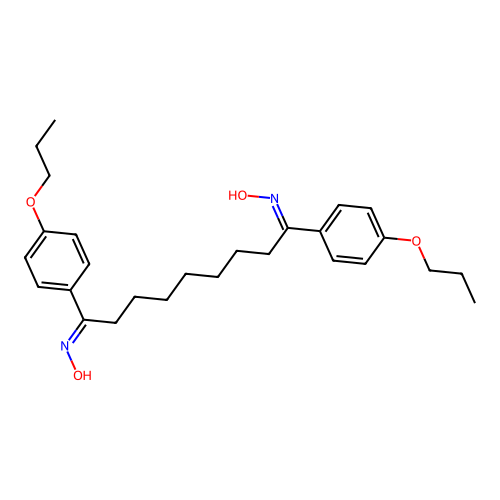 (1E,9E)-N,N'-dihydroxy-1,9-bis(4-propoxyphenyl)nonane-1,9-diimine structure