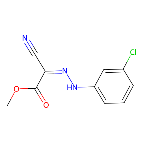 Acetic acid, ((3-chlorophenyl)hydrazono)cyano-, methyl ester structure