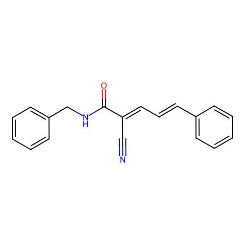 (E,E)-2-(benzylaminocarbonyl)-3-styrylacrylonitrile structure