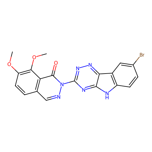 2-(8-bromo-5H-[1,2,4]triazino[5,6-b]indol-3-yl)-7,8-dimethoxyphthalazin-1(2H)-one structure