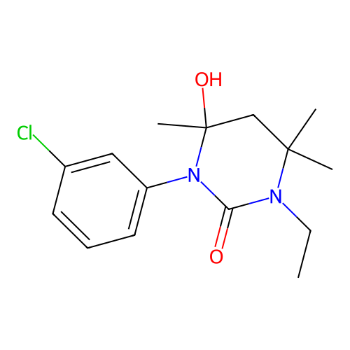 1-(3-chlorophenyl)-3-ethyl-6-hydroxy-4,4,6-trimethyltetrahydropyrimidin-2(1H)-one structure
