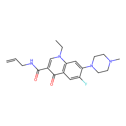 1-ethyl-6-fluoro-7-(4-methylpiperazin-1-yl)-4-oxo-N-prop-2-enyl-quinoline-3-carboxamide structure