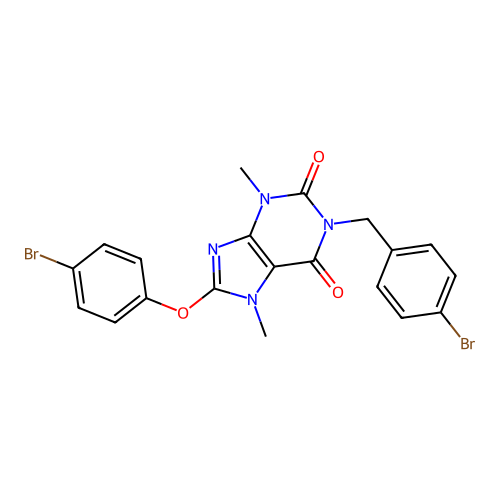 1-(4-bromobenzyl)-8-(4-bromophenoxy)-3,7-dimethyl-1H-purine-2,6(3H,7H)-dione structure