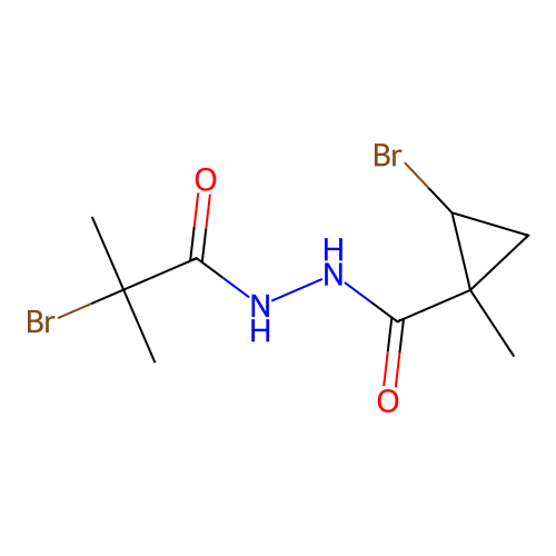 2-bromo-N'-(2-bromo-2-methylpropanoyl)-1-methylcyclopropanecarbohydrazide structure