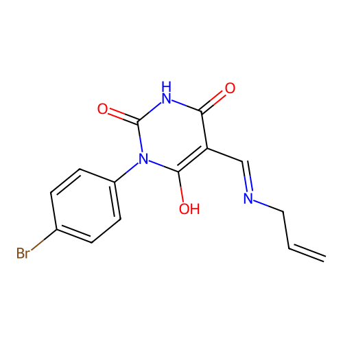 1-(4-bromophenyl)-5-[(prop-2-enylamino)methylidene]-1,3-diazinane-2,4,6-trione structure