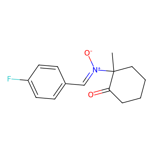 2-[(Z)-(4-fluorobenzylidene)(oxido)-lambda~5~-azanyl]-2-methylcyclohexanone structure