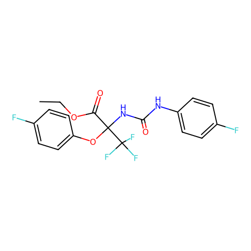 ethyl 3,3,3-trifluoro-2-(4-fluorophenoxy)-N-[(4-fluorophenyl)carbamoyl]alaninate structure