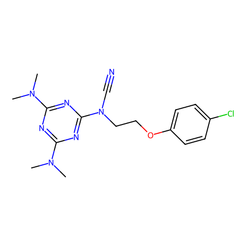 [4,6-Bis(dimethylamino)-1,3,5-triazin-2-yl][2-(4-chlorophenoxy)ethyl]cyanamide structure