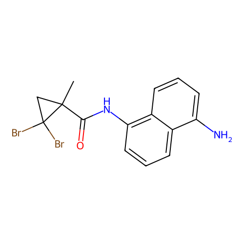 N-(5-aminonaphthalen-1-yl)-2,2-dibromo-1-methylcyclopropanecarboxamide structure