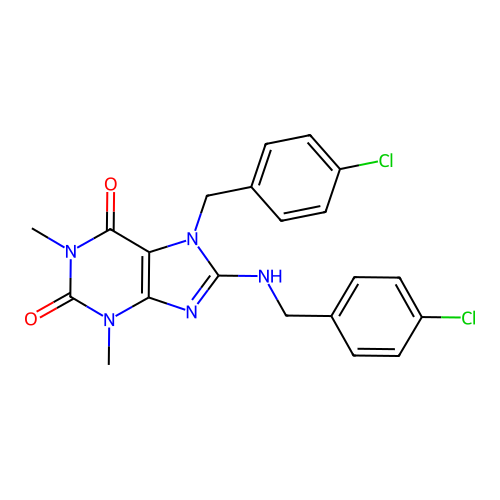 7-(4-chlorobenzyl)-8-[(4-chlorobenzyl)amino]-1,3-dimethyl-3,7-dihydro-1H-purine-2,6-dione structure