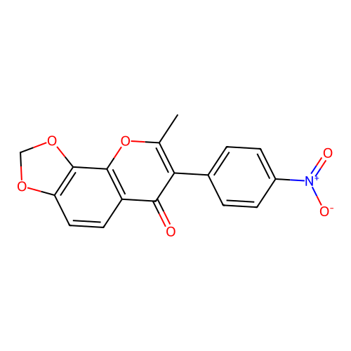 8-methyl-7-(4-nitrophenyl)-6H-[1,3]dioxolo[4,5-h]chromen-6-one structure