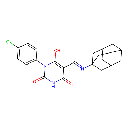 5-[(1-adamantylamino)methylidene]-1-(4-chlorophenyl)-1,3-diazinane-2,4,6-trione structure