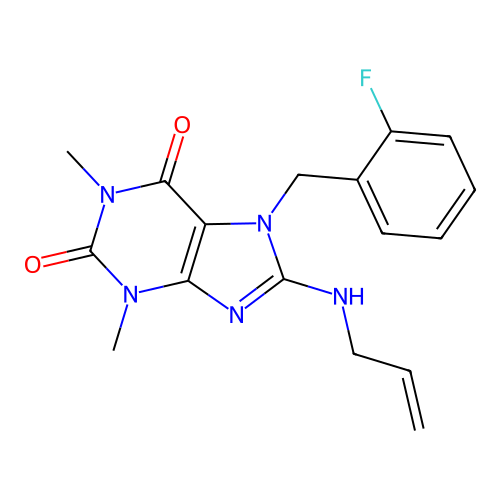 8-(allylamino)-7-(2-fluorobenzyl)-1,3-dimethyl-1H-purine-2,6(3H,7H)-dione structure