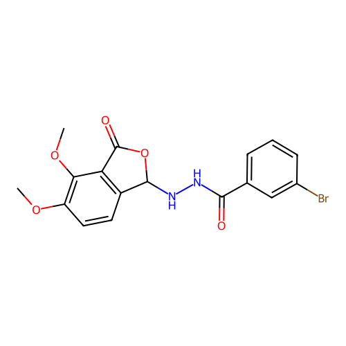 3-bromo-N'-(4,5-dimethoxy-3-oxo-1,3-dihydro-2-benzofuran-1-yl)benzohydrazide structure