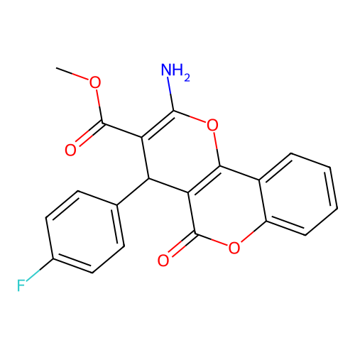 methyl 2-amino-4-(4-fluorophenyl)-5-oxo-4,5-dihydropyrano[3,2-c]chromene-3-carboxylate structure