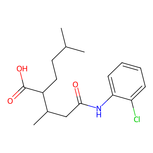 2-(4-((2-Chlorophenyl)amino)-4-oxobutan-2-yl)-5-methylhexanoic acid structure