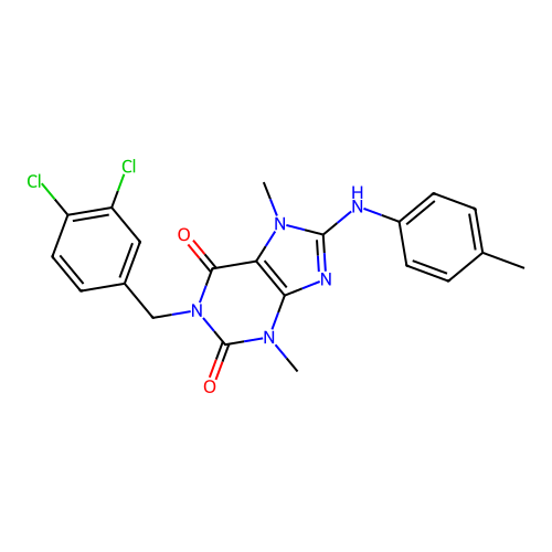 1-(3,4-dichlorobenzyl)-3,7-dimethyl-8-(p-tolylamino)-1H-purine-2,6(3H,7H)-dione structure